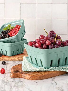 Over & Back 3-piece Multipurpose Berry Baskets, Stoneware Dishwasher Micro, NEW
